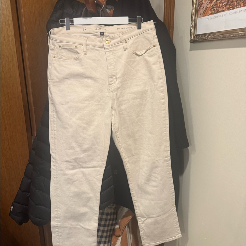 J. crew classic straight ecru Jeans